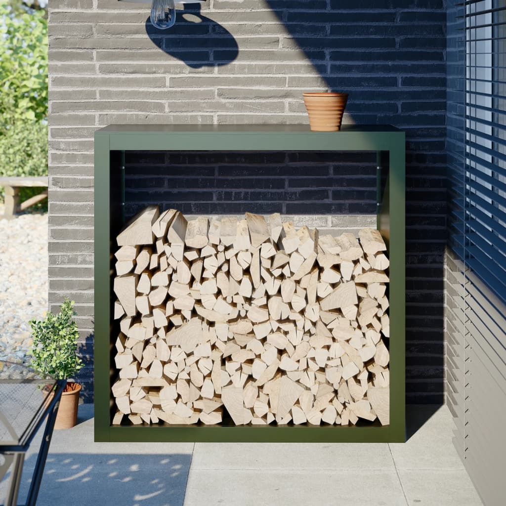 Vidaxx Brennholzregal 100x40x100 cm Stahl grün