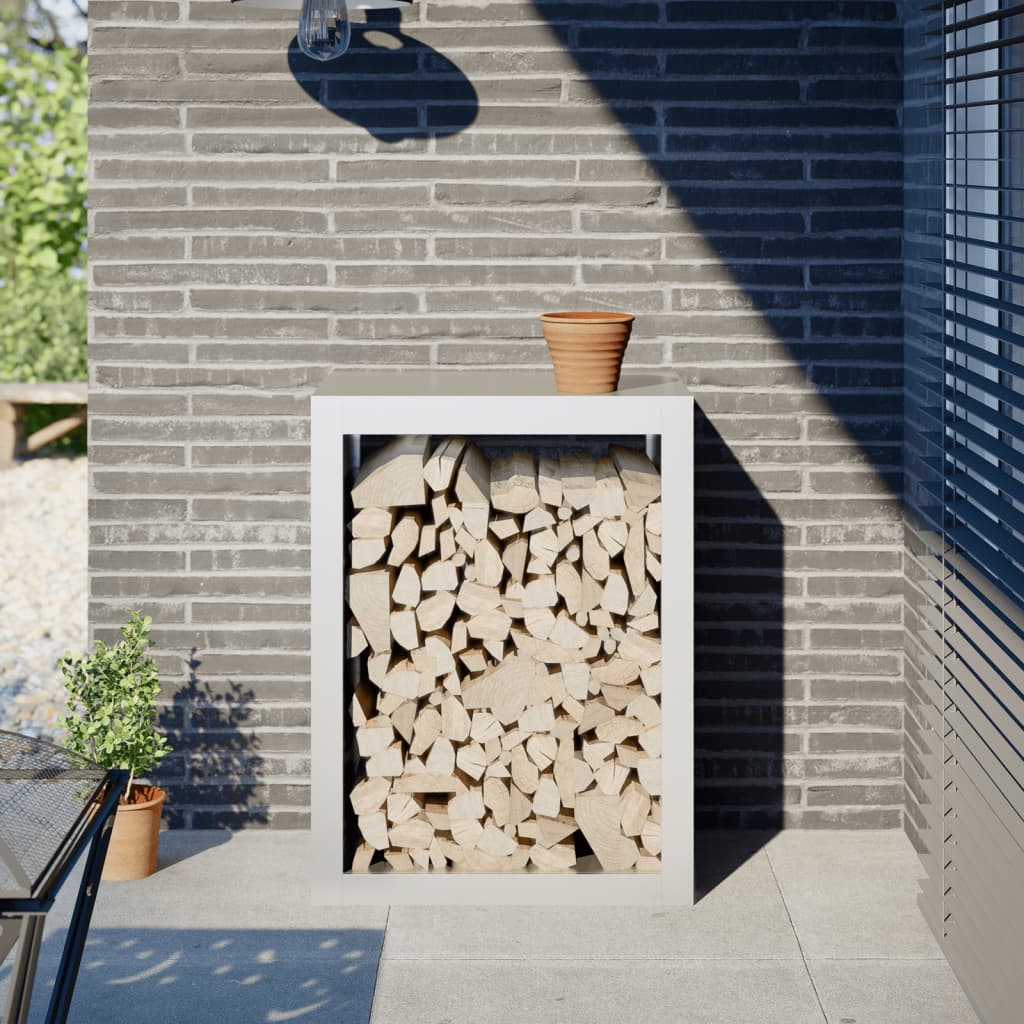 Vidaxx Kaminholzregal 60x40x80 cm Stahl weiß