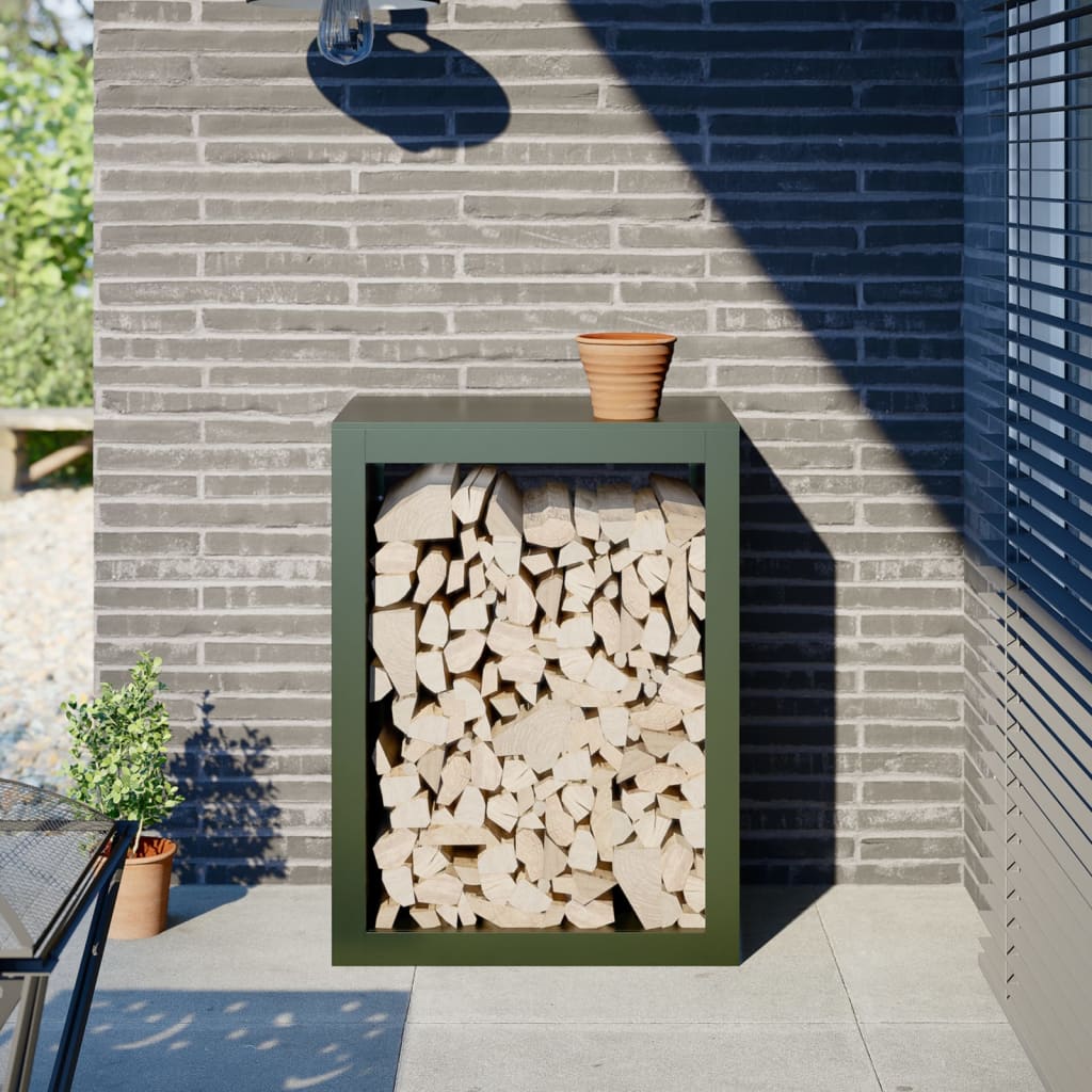 Vidaxx Kaminholzregal 60x40x80 cm Stahl grün
