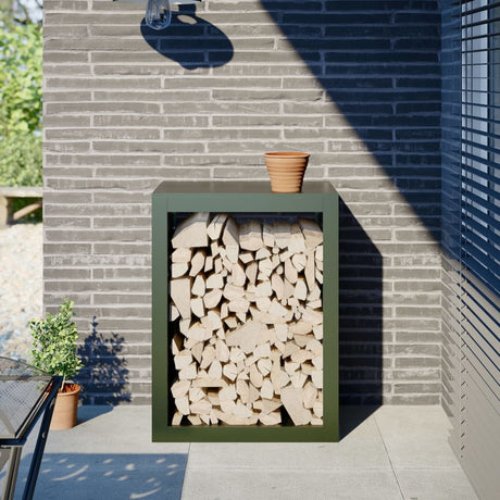 Vidaxx Kaminholzregal 60x40x80 cm Stahl grün