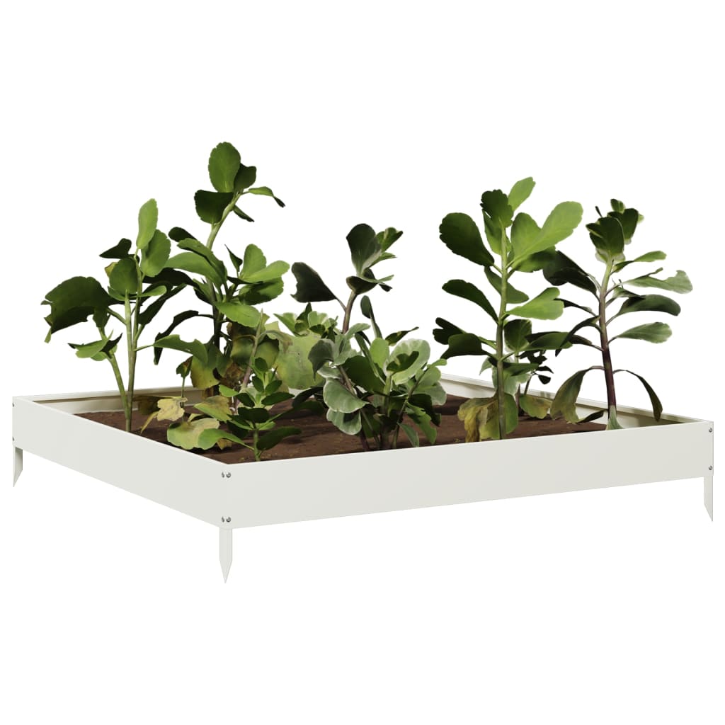 Vidaxx Pflanzgefäß erhöht 100x100x18,5 cm Stahl weiß