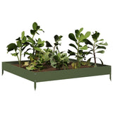 Vidaxx Pflanzgefäß erhöht 100x100x18,5 cm Stahl olivgrün