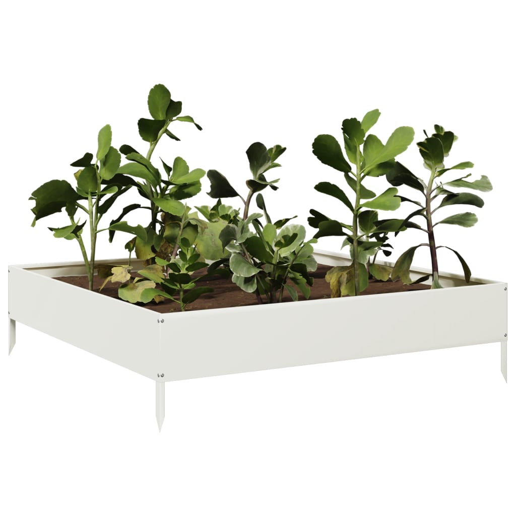 Vidaxx Pflanzgefäß erhöht 100x100x26 cm Stahl weiß