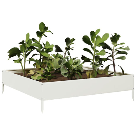 Vidaxx Pflanzgefäß erhöht 100x100x26 cm Stahl weiß