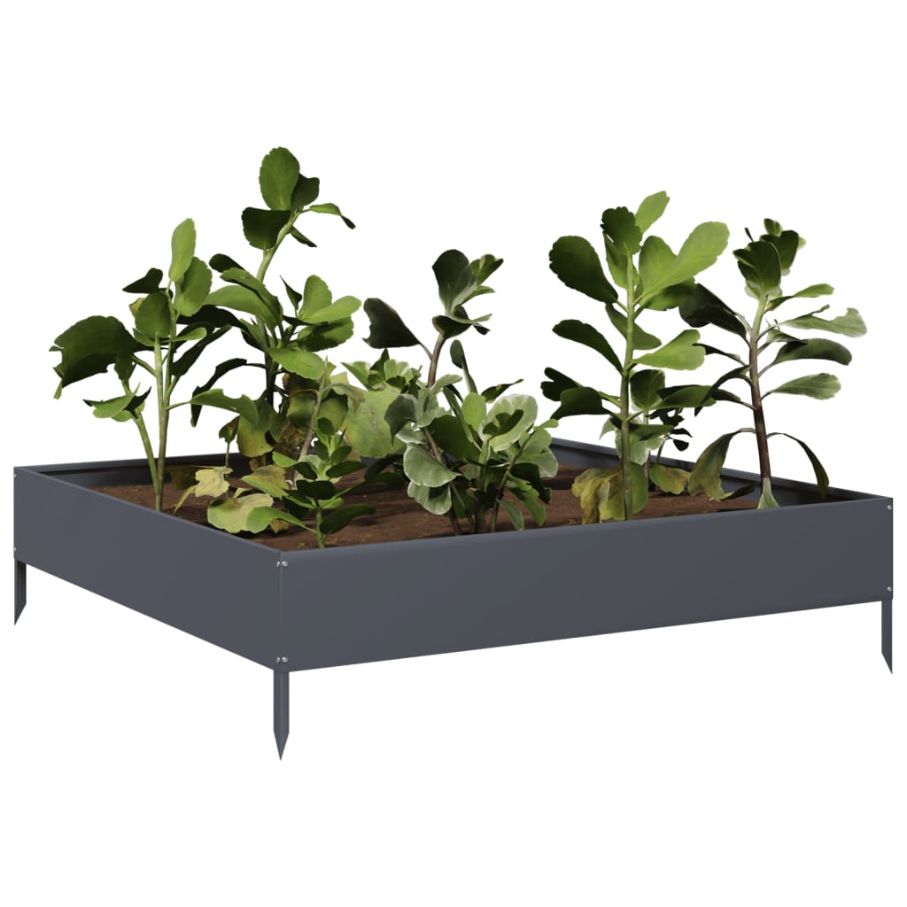Vidaxx Pflanzgefäß erhöht 100x100x26 cm Stahl Anthrazit