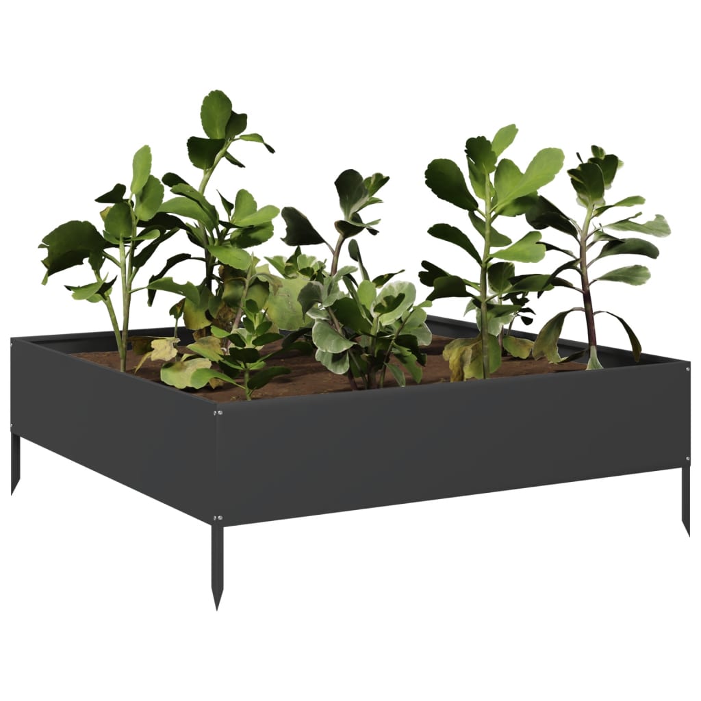 Vidaxx Pflanzgefäß erhöht 100x100x33,5 cm Stahl schwarz