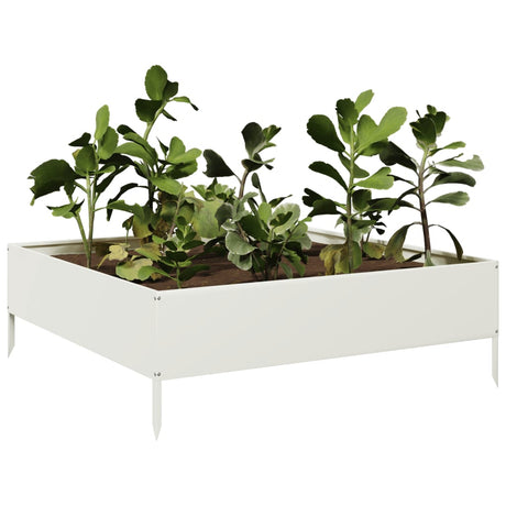 Vidaxx Pflanzgefäß erhöht 100x100x33,5 cm Stahl weiß
