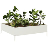 Vidaxx Pflanzgefäß erhöht 100x100x33,5 cm Stahl weiß