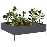 Vidaxx Pflanzgefäß erhöht 100x100x33,5 cm Stahl Anthrazit