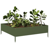 Vidaxx Pflanzgefäß erhöht 100x100x33,5 cm Stahl olivgrün