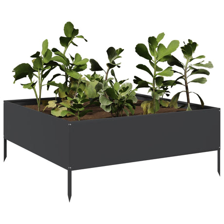 Vidaxx Pflanzgefäß erhöht 100x100x25 cm Stahl schwarz