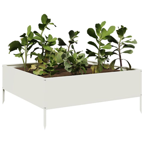 Vidaxx Pflanzgefäß erhöht 100x100x25 cm Stahl weiß