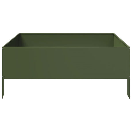 VidaXL Pflanzgefäß erhöht 100x100x25 cm Stahl olivgrün