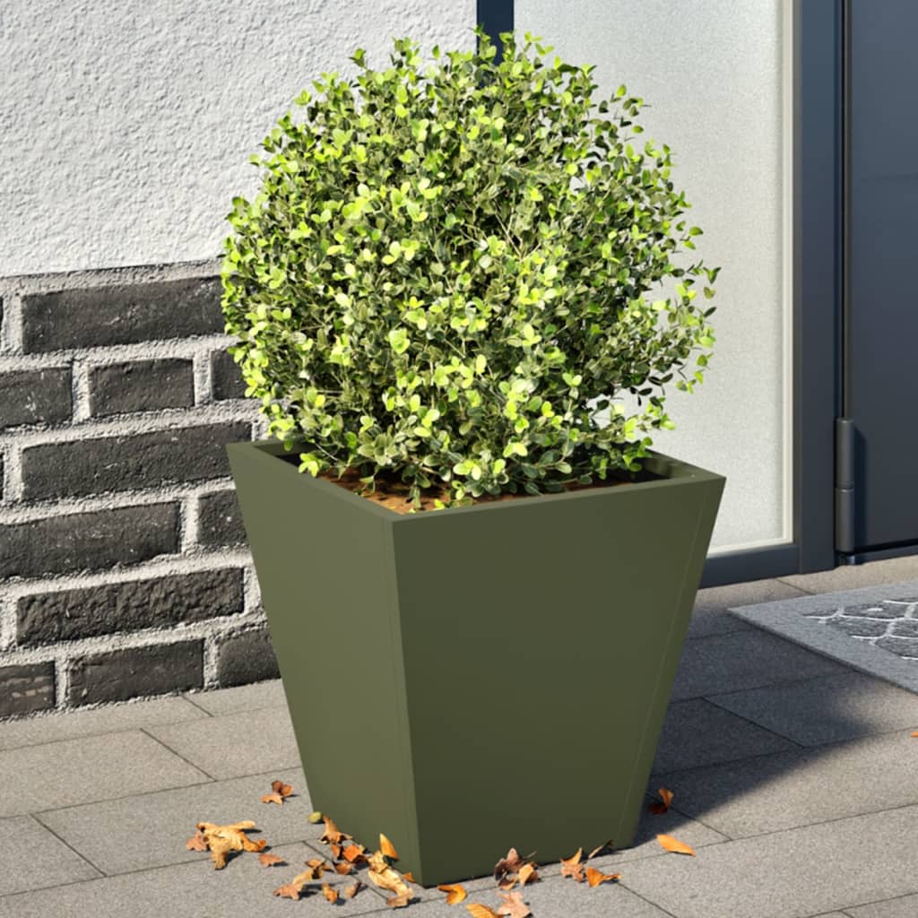 Vidaxx Pflanzgefäße 2 Stk. 30x30x30 cm Stahl olivgrün