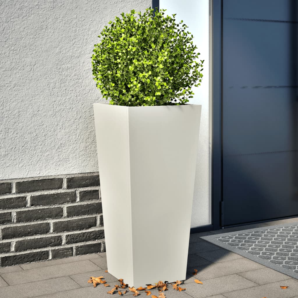 Vidaxx Pflanzgefäße 2 Stk. 35x35x75 cm Stahl weiß