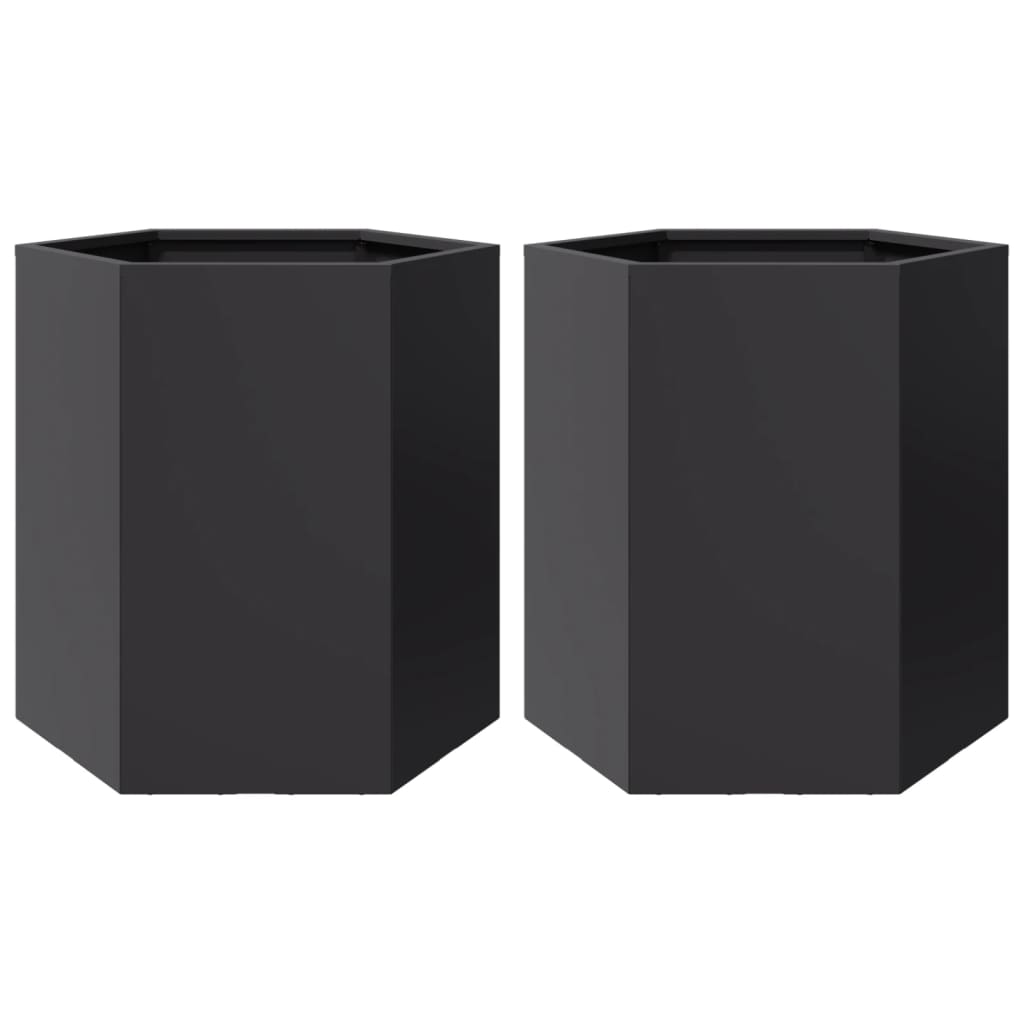 Vidaxx Pflanzgefäße 2 Stk. Sechseck 46x40x45 cm Stahl schwarz