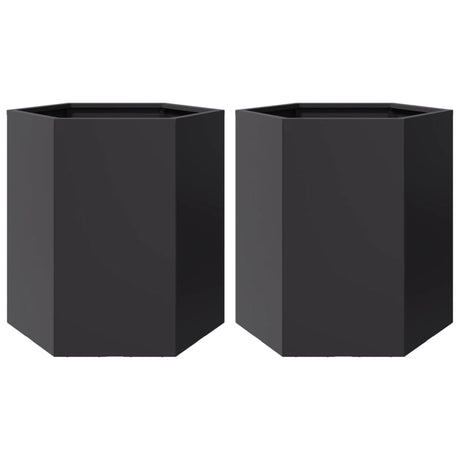 Vidaxx Pflanzgefäße 2 Stk. Sechseck 46x40x45 cm Stahl schwarz
