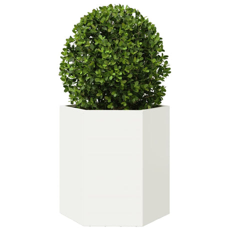 Vidaxx Pflanzgefäß Sechseck 46x40x45 cm Stahl weiß