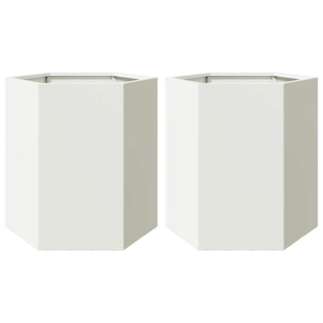 Vidaxx Pflanzgefäße 2 Stk. Sechseck 46x40x45 cm Stahl weiß