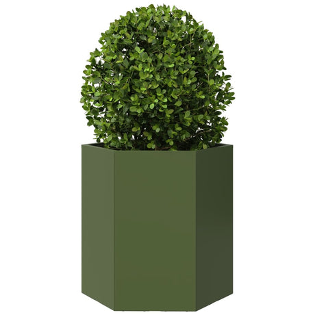 Vidaxx Pflanzgefäß Sechseck 46x40x45 cm Stahl olivgrün