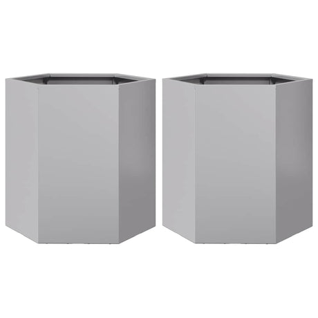 Vidaxx Pflanzgefäße 2 Stück Sechseck 46x40x45 cm verzinkter Stahl