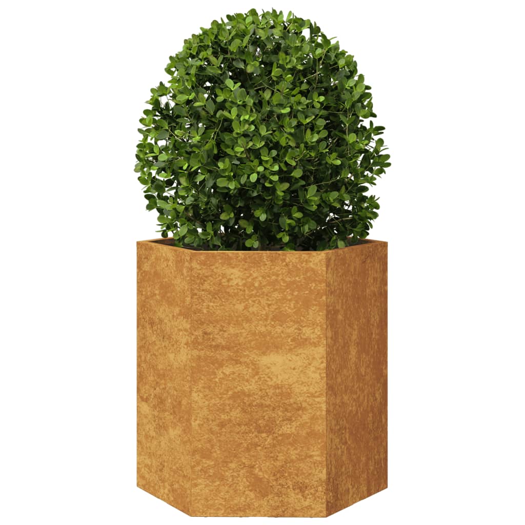 VidaXL Pflanzgefäß sechseckig 46x40x45 cm Cortenstahl