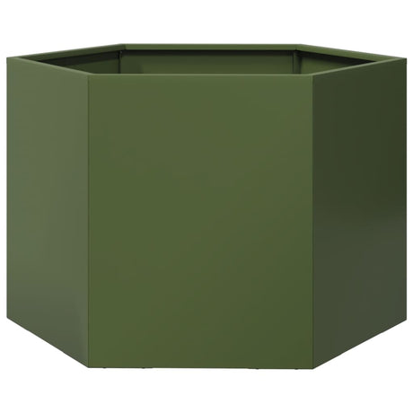 Vidaxx Pflanzgefäß Sechseck 69x60x45 cm Stahl olivgrün