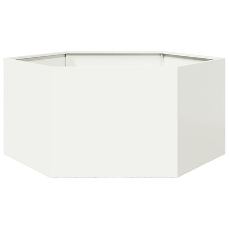 Vidaxx Pflanzgefäß Sechseck 104x90x45 cm Stahl weiß