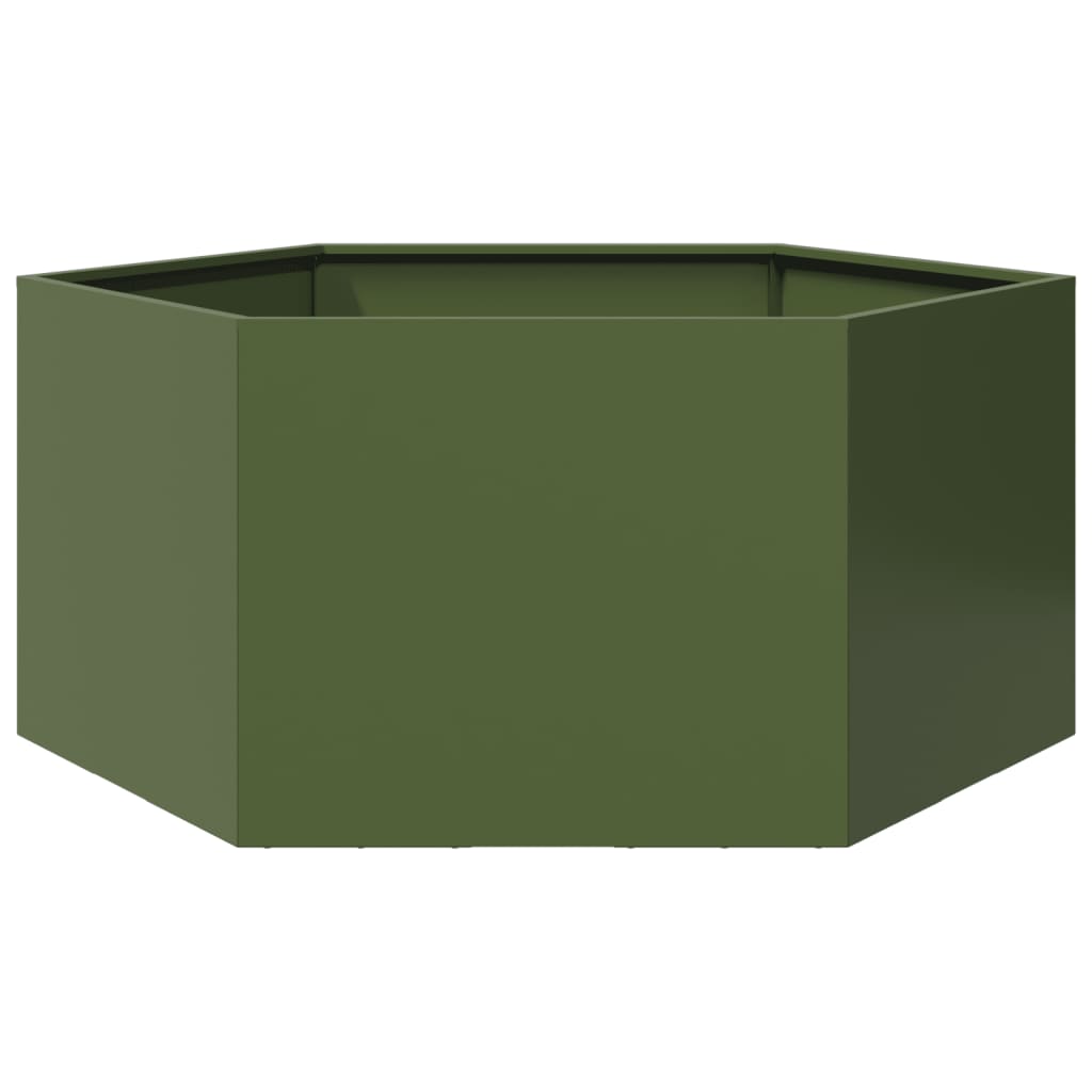 Vidaxx Pflanzgefäß Sechseck 104x90x45 cm Stahl olivgrün