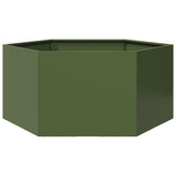 Vidaxx Pflanzgefäß Sechseck 104x90x45 cm Stahl olivgrün