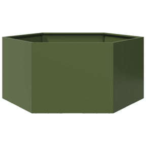 Vidaxx Pflanzgefäß Sechseck 104x90x45 cm Stahl olivgrün