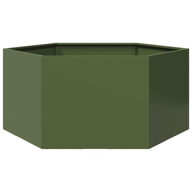 Vidaxx Pflanzgefäß Sechseck 104x90x45 cm Stahl olivgrün