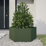 Vidaxx Pflanzgefäß Sechseck 104x90x45 cm Stahl olivgrün