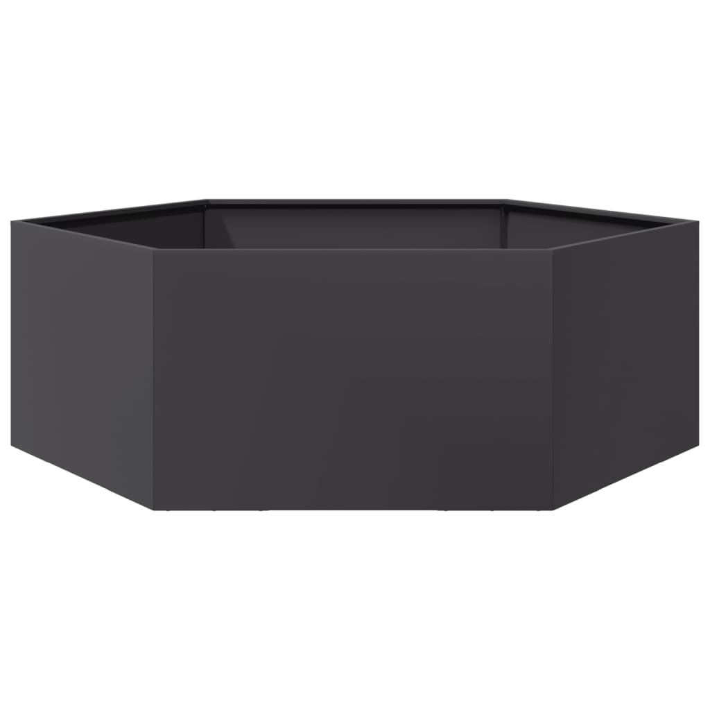 Vidaxx Pflanzgefäß Sechseck 138x120x45 cm Stahl schwarz