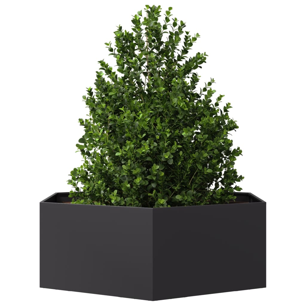 Vidaxx Pflanzgefäß Sechseck 138x120x45 cm Stahl schwarz