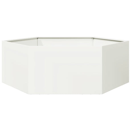 Vidaxx Pflanzgefäß Sechseck 138x120x45 cm Stahl weiß