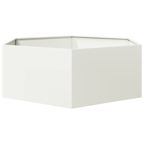 Vidaxx Pflanzgefäß Sechseck 138x120x45 cm Stahl weiß