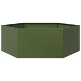 Vidaxx Pflanzgefäß Sechseck 138x120x45 cm Stahl olivgrün