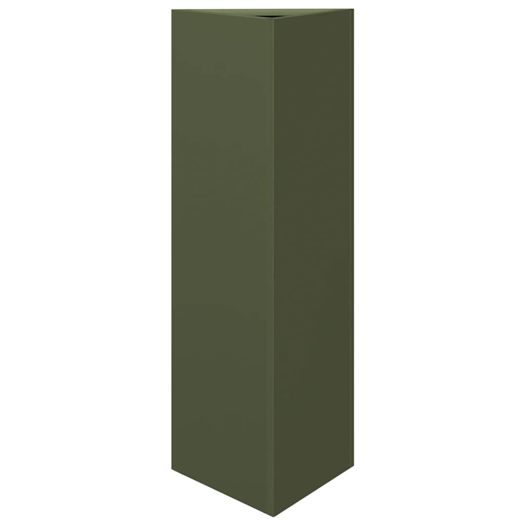 Vidaxx Pflanzgefäß Dreieck 30x26x75 cm Stahl olivgrün