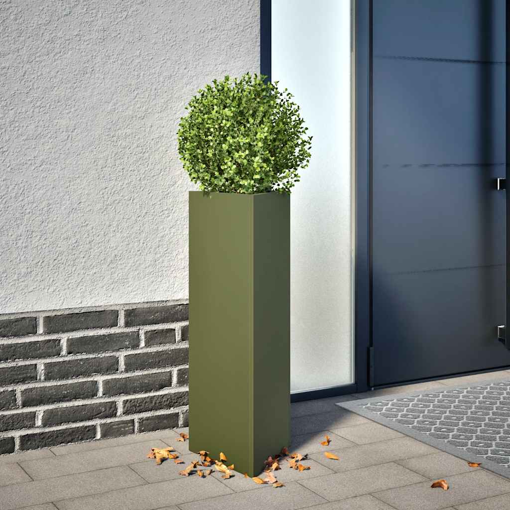 Vidaxx Pflanzgefäß Dreieck 30x26x75 cm Stahl olivgrün