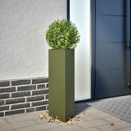 Vidaxx Pflanzgefäß Dreieck 30x26x75 cm Stahl olivgrün
