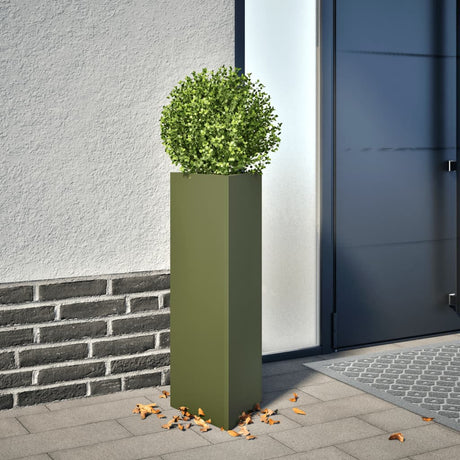 Vidaxx Pflanzgefäß Dreieck 30x26x75 cm Stahl olivgrün