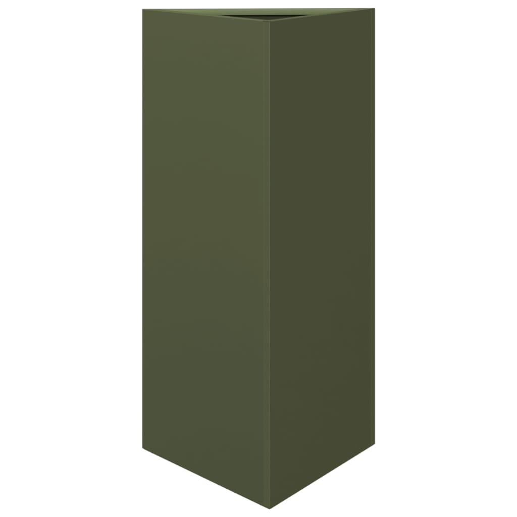 Vidaxx Pflanzgefäß Dreieck 40x34,5x70 cm Stahl olivgrün