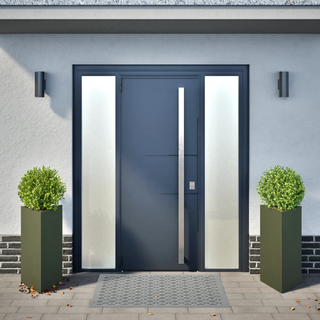 Vidaxx Pflanzgefäße 2 Stk. Dreieck 40x34,5x70 cm Stahl olivgrün