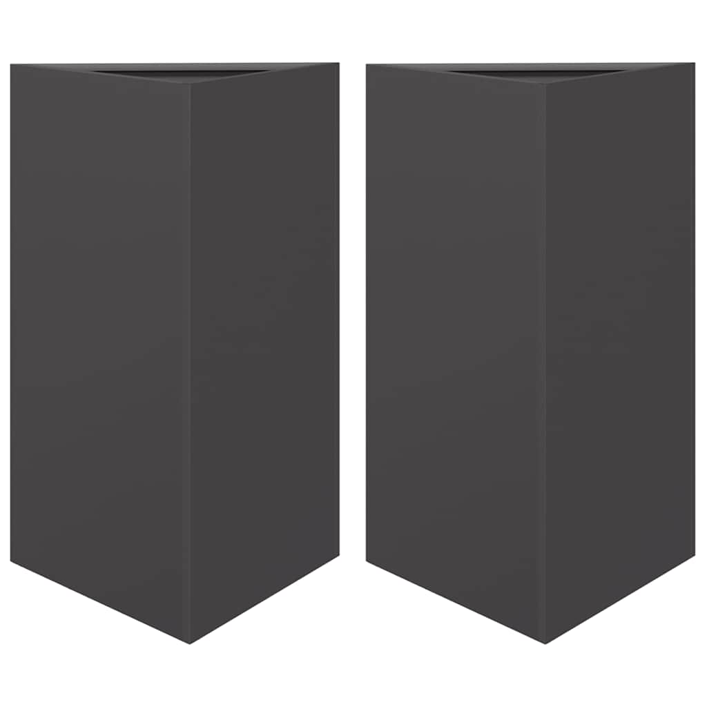 Vidaxx Pflanzgefäße 2 Stk. Dreieck 50x43x75 cm Stahl schwarz
