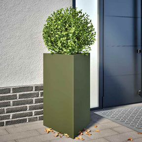 Vidaxx Pflanzgefäß Dreieck 50x43x75 cm Stahl olivgrün