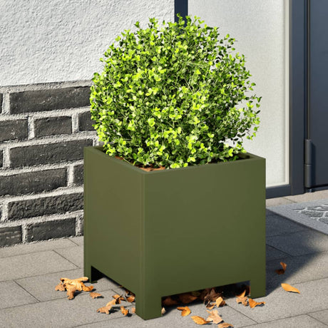 Vidaxx Pflanzgefäß 30x30x30 cm Stahl olivgrün