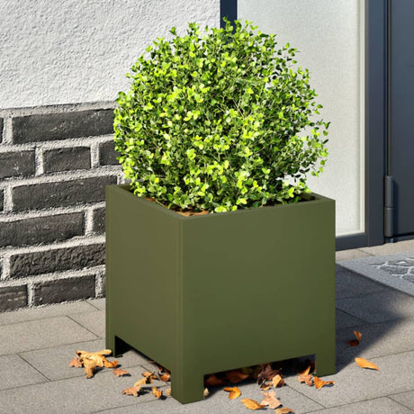 Vidaxx Pflanzgefäße 2 Stk. 30x30x30 cm Stahl olivgrün