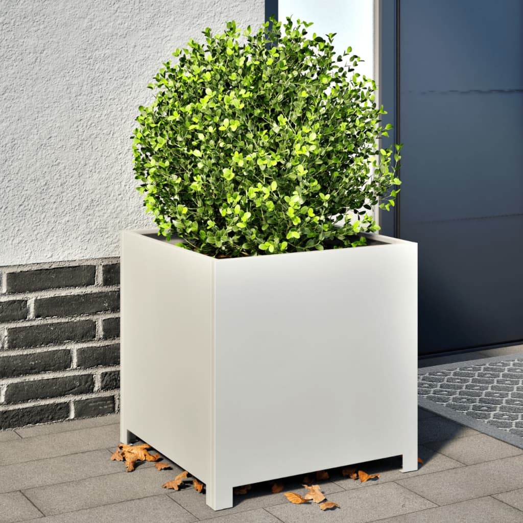 Vidaxx Pflanzgefäß 50x50x50 cm Stahl weiß