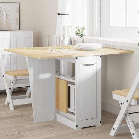 Vidaxl eettafel corona inklapbaar massief grenenhout wit
